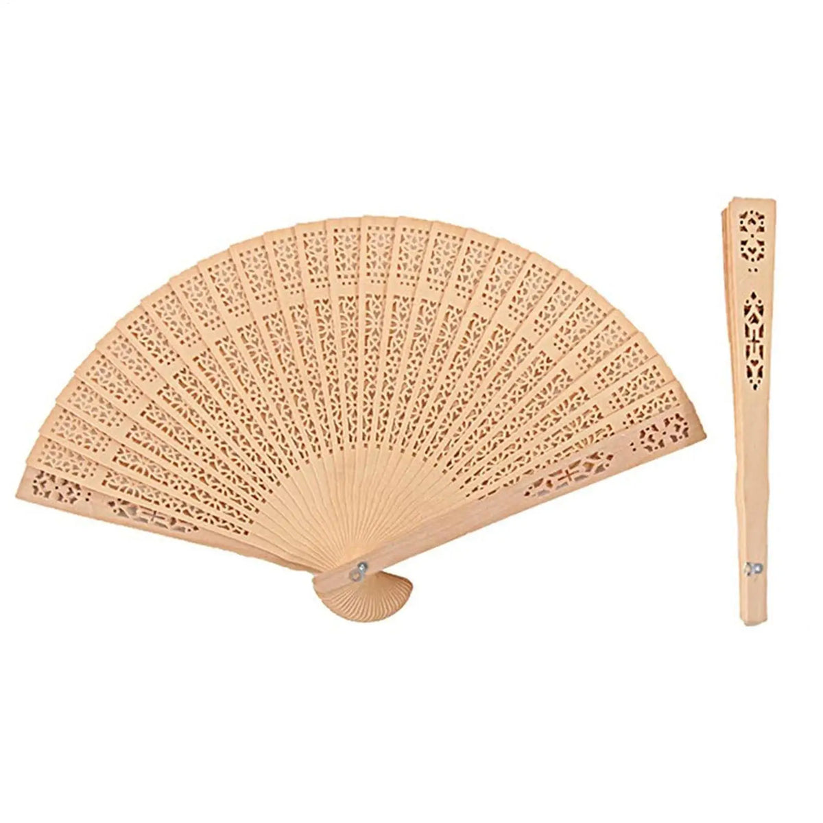 Sandalwood Folding Hand Fan – Vintage Chinese Wooden Fan Folding Hand Fan Axl