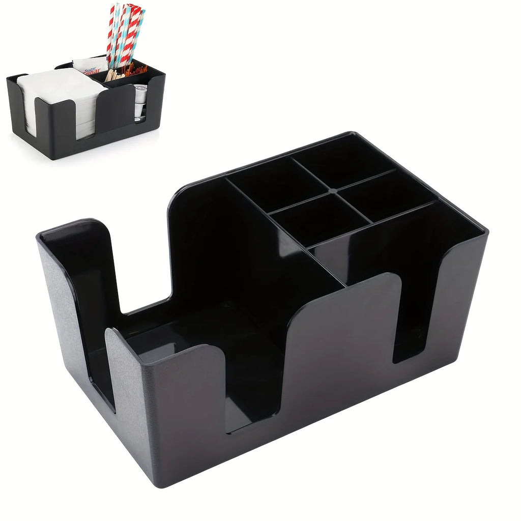 6-Compartment Bar Caddy – Plastic Napkin & Barware Organizer Bar Caddy Organizer Axl