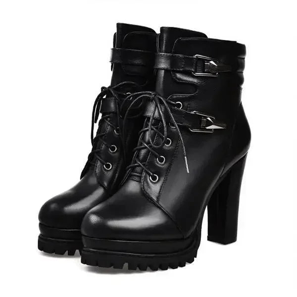 Women's Retro Chunky High Heel Ankle Boots | Elegant Winter Women's Ankle Boots Axl black 36