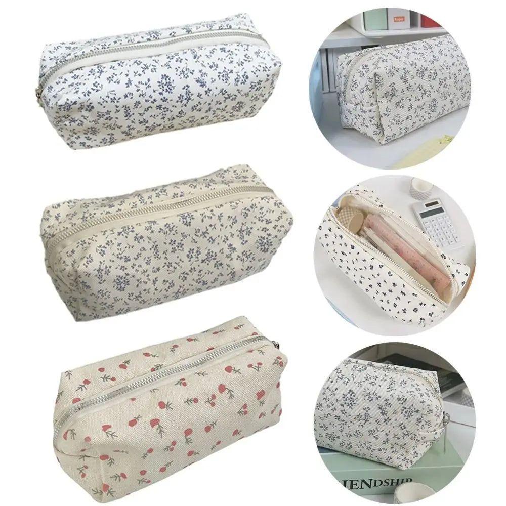 Large Capacity Floral Pencil Case – Cute Canvas Pen Bag Pencil Case Axl