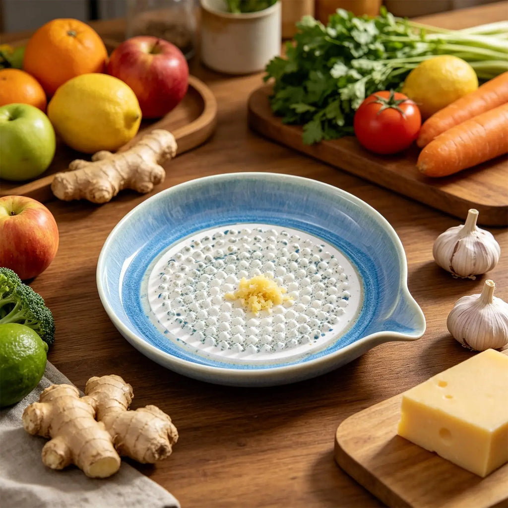 Handmade Ceramic Garlic Grater Plate – Gradient Glaze Kitchen Dish Ceramic Grater Plate Axl