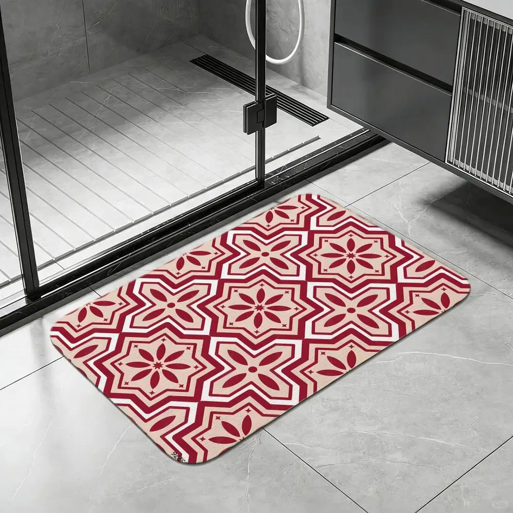 Diatomite Bath Mat – Terracotta Pattern, Quick Dry & Anti-Slip Diatomite Bath Mat Axl White2 30x45cm