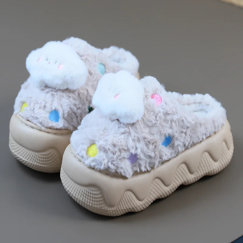 Lorilury Women's Faux Fur Cloud Slippers – Warm Indoor Slides Women's Indoor Slippers Axl Khaki slipper 38-39