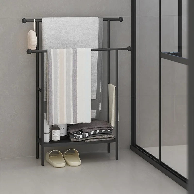 Modern Metal Standing Towel Rack – Minimalist Bathroom Organizer Standing Towel Rack Axl