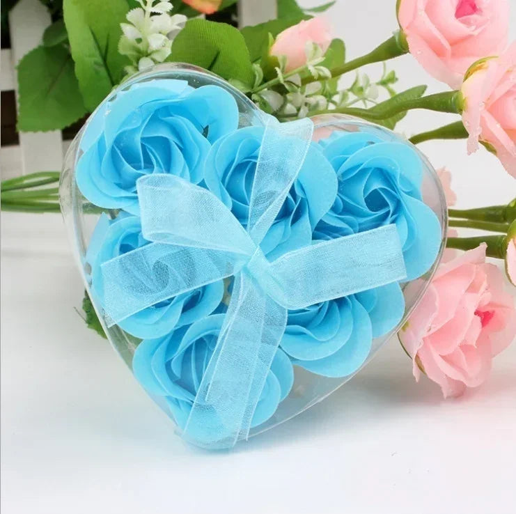 Rose Flower Soap Gift Box 6 Pcs – Wedding & Valentine's Favour Novelty Soap Gift Set Axl