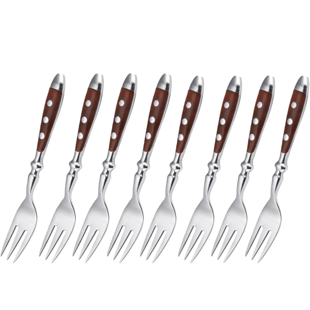 6-Piece Wood-Grain Stainless Steel Cutlery Set | Knife Fork Spoon Flatware Cutlery Set Axl 8 Pc tea fork China Mainland