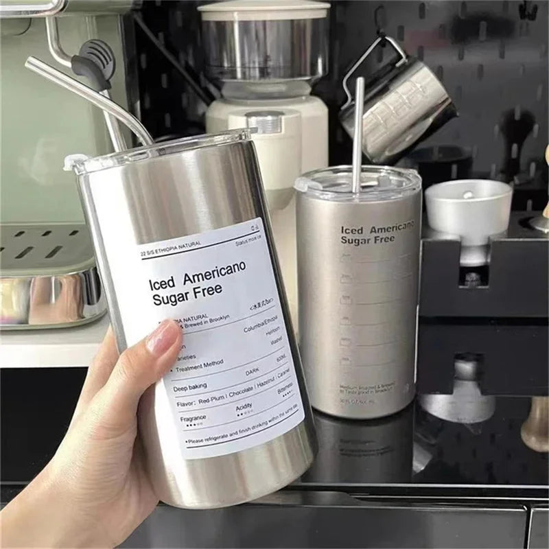 600ml Insulated Stainless Steel Coffee Cup with Straw – BPA Free Insulated Travel Tumbler Axl