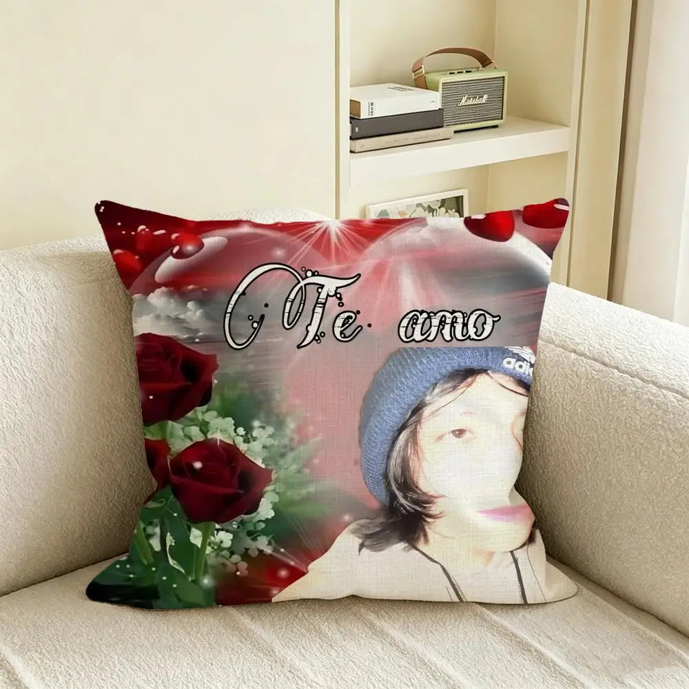 Quackity My Beloved Linen Cushion Cover | Fan Décor Pillowcase Decorative Cushion Cover Axl White8 40X40cm