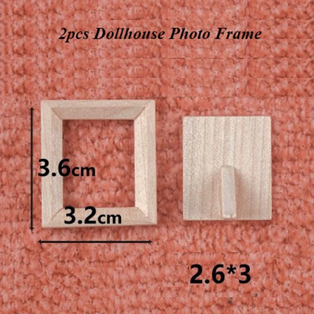 2pcs 1:12 Dollhouse Miniature Wood Photo Frames | DIY Décor Dollhouse Miniature Axl 2