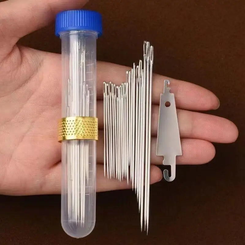 Stainless Steel Sewing Needles Kit with Threader & Storage Tube Sewing Needle Kit Axl