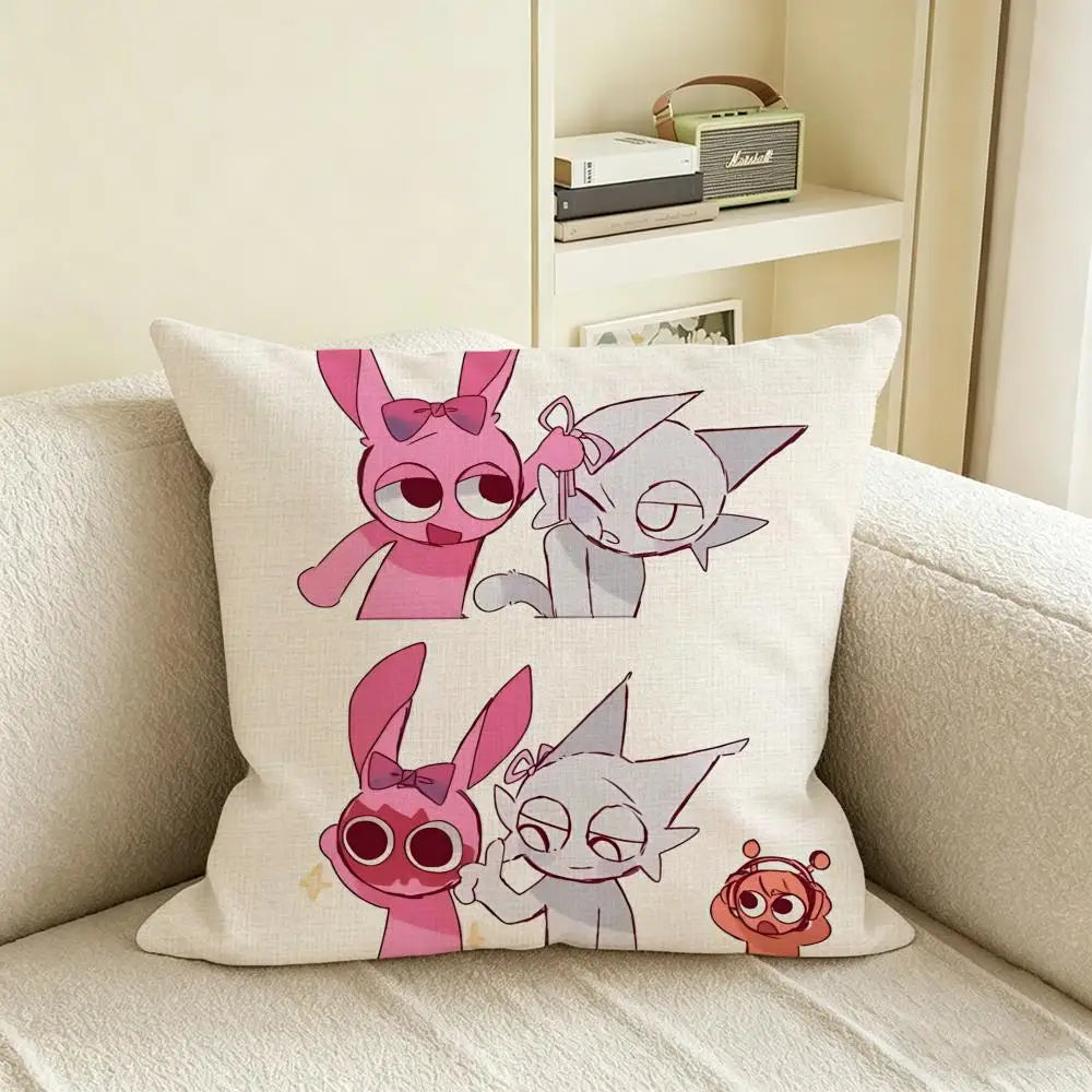 Sprunki Incredibox Linen Cushion Cover | Sofa & Bedroom Décor Decorative Cushion Cover Axl White8 40X40cm