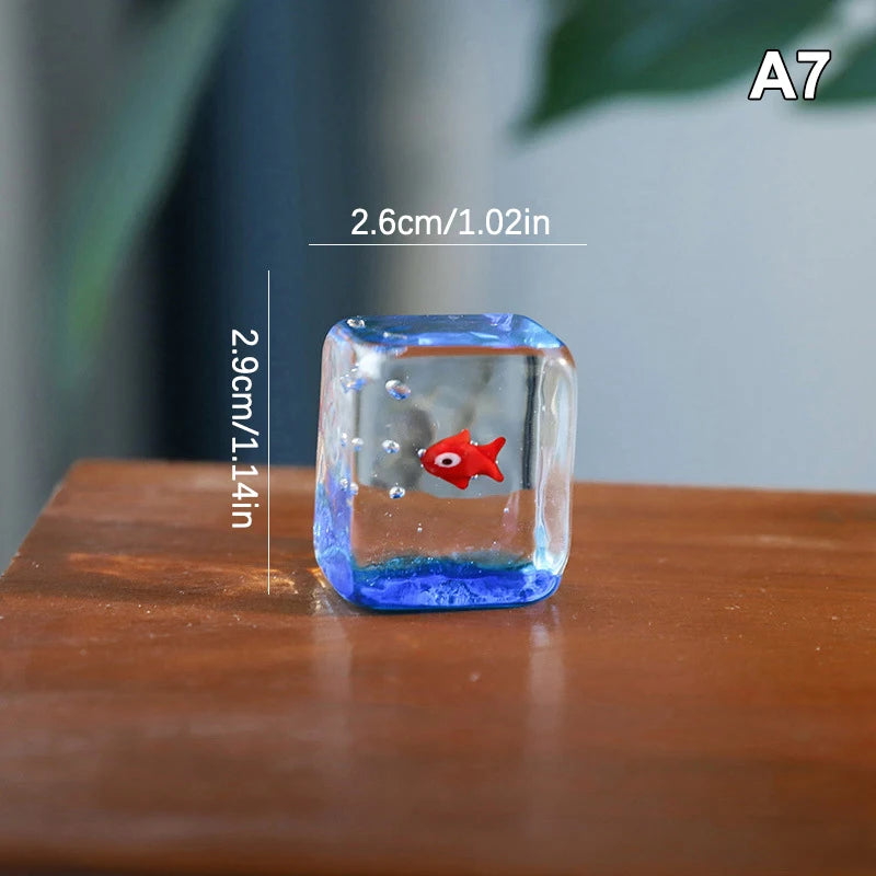 Mini Glass Fish Figurine – Handcrafted Pocket Fish Sculpture Decor Glass Figurine Axl A7