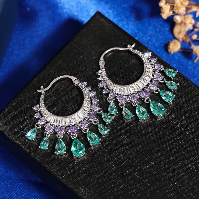 Huitan CZ Tassel Drop Earrings – Women's Fashion Jewelry CZ Drop Earrings Axl
