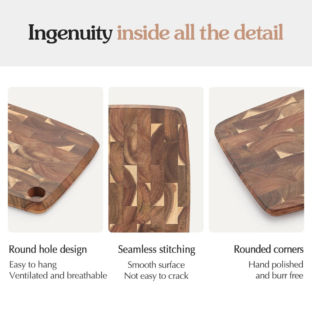 XINZUO Acacia End Grain Cutting Board | Seamless & Eco-Safe Wooden Cutting Board Axl