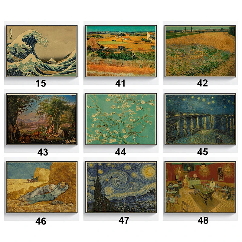 Da Vinci & Van Gogh Vintage Art Posters | Retro Wall Prints Vintage Art Poster Axl
