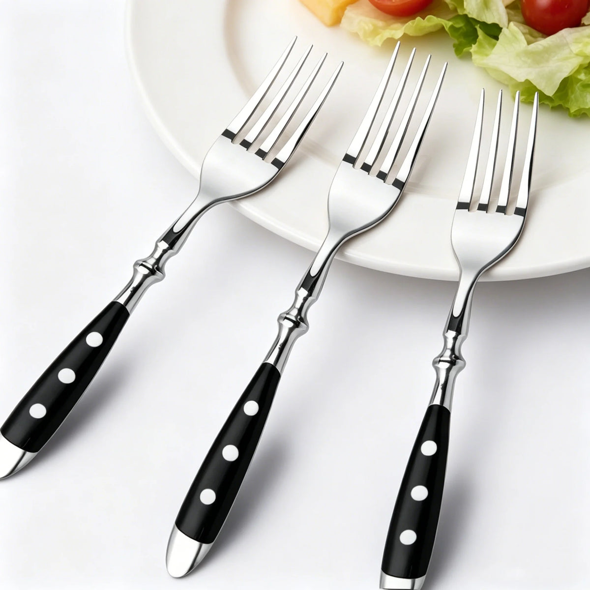 Stainless Steel Dinner Fork – Black Polka Dot, Dishwasher Safe Dinner Fork Axl