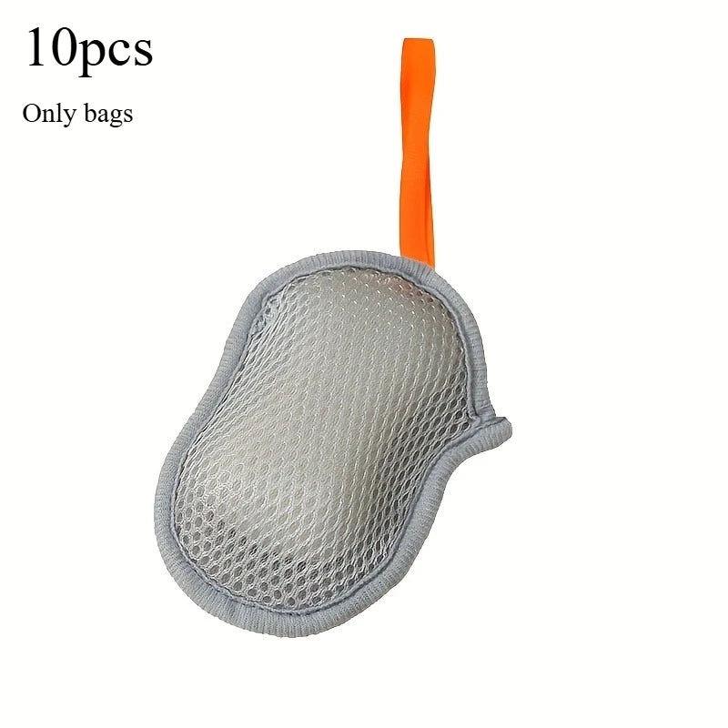 Soap Foam Net Mesh Bag – Lather Bag for Bath & Face Wash Soap Foam Mesh Bag Axl Grey-10pcs