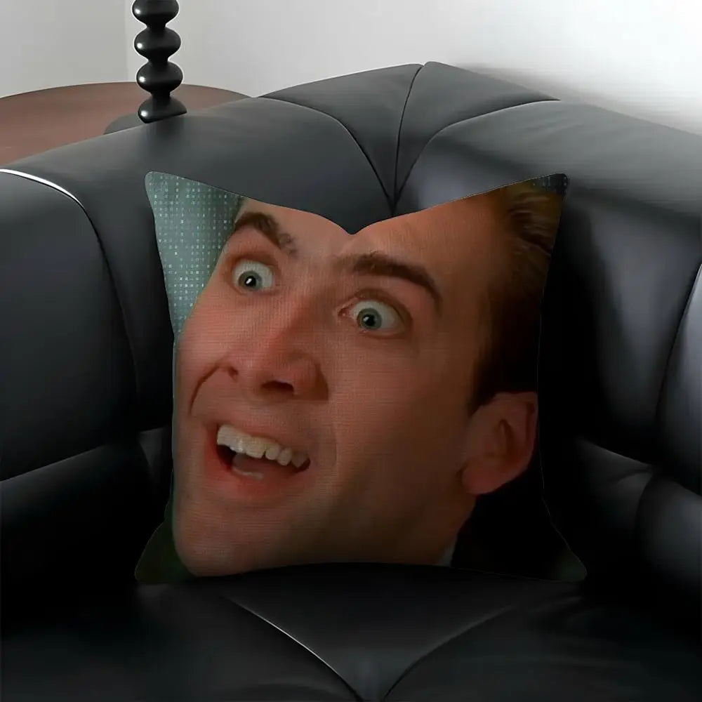 Nicolas Cage Linen Cushion Cover | Novelty Pillow Case Decor Novelty Cushion Cover Axl