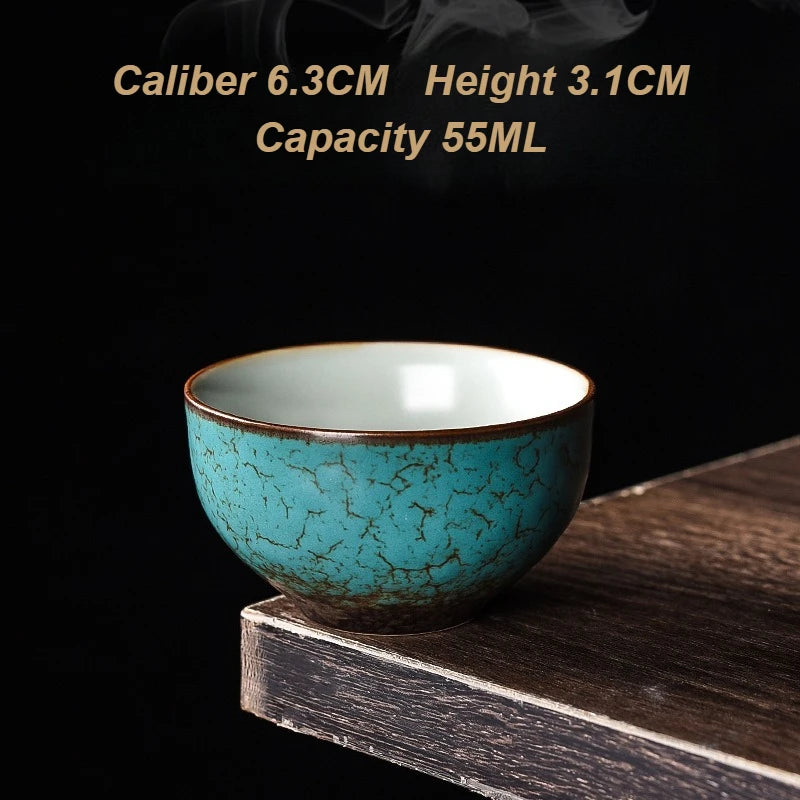 Japanese Crackle Glaze Ceramic Kung Fu Teacup – Vintage Green Ceramic Teacup Axl <200ml 55ML