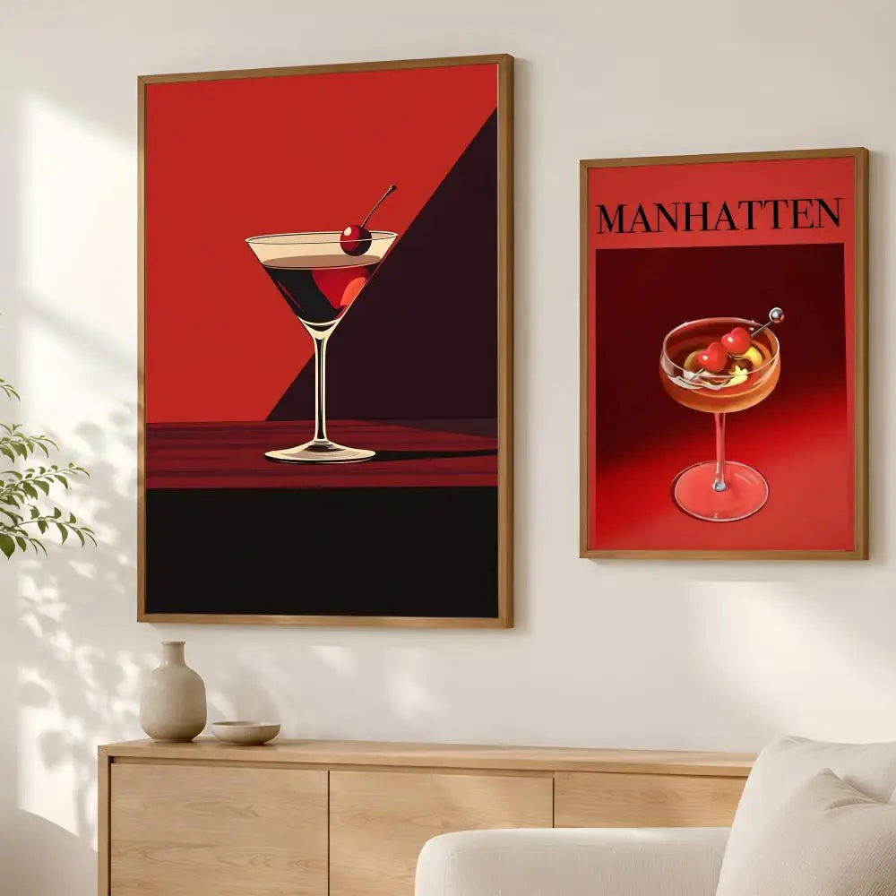 Manhattan Cocktail Wall Art Poster – Self-Stick Waterproof Wall Art Poster Axl