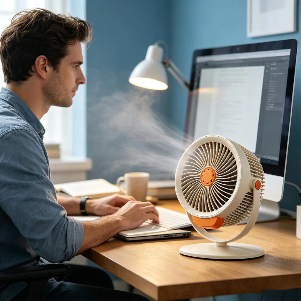 Cordless Floor Fan 4000mAh | 4-Height Adjustable & Anti-Tip Base Cordless Floor Fan Axl