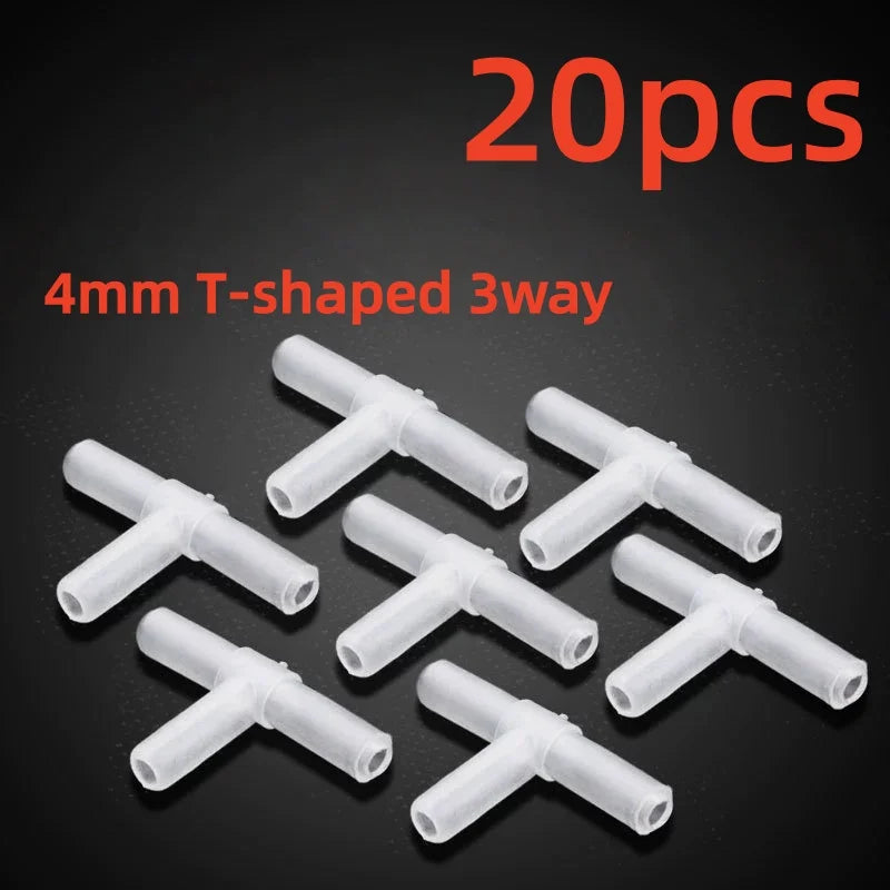 20-Pack 4mm T-Shape 3-Way Aquarium Air Tube Connectors Aquarium Air Connector Axl T-shaped 3 way-20pcs