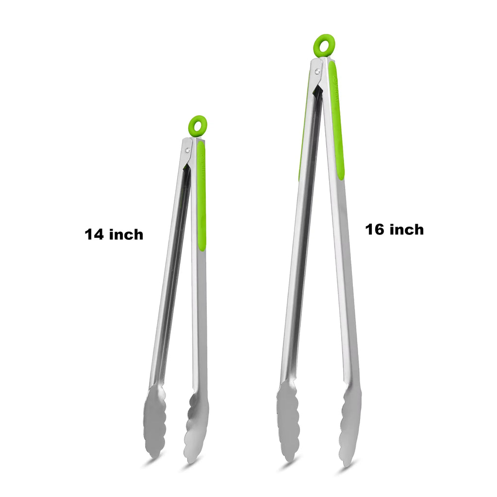 2-Pc Stainless Steel BBQ Tongs Set – 14" & 16" Grill Tongs BBQ Cooking Tongs Axl 2 PCS SET
