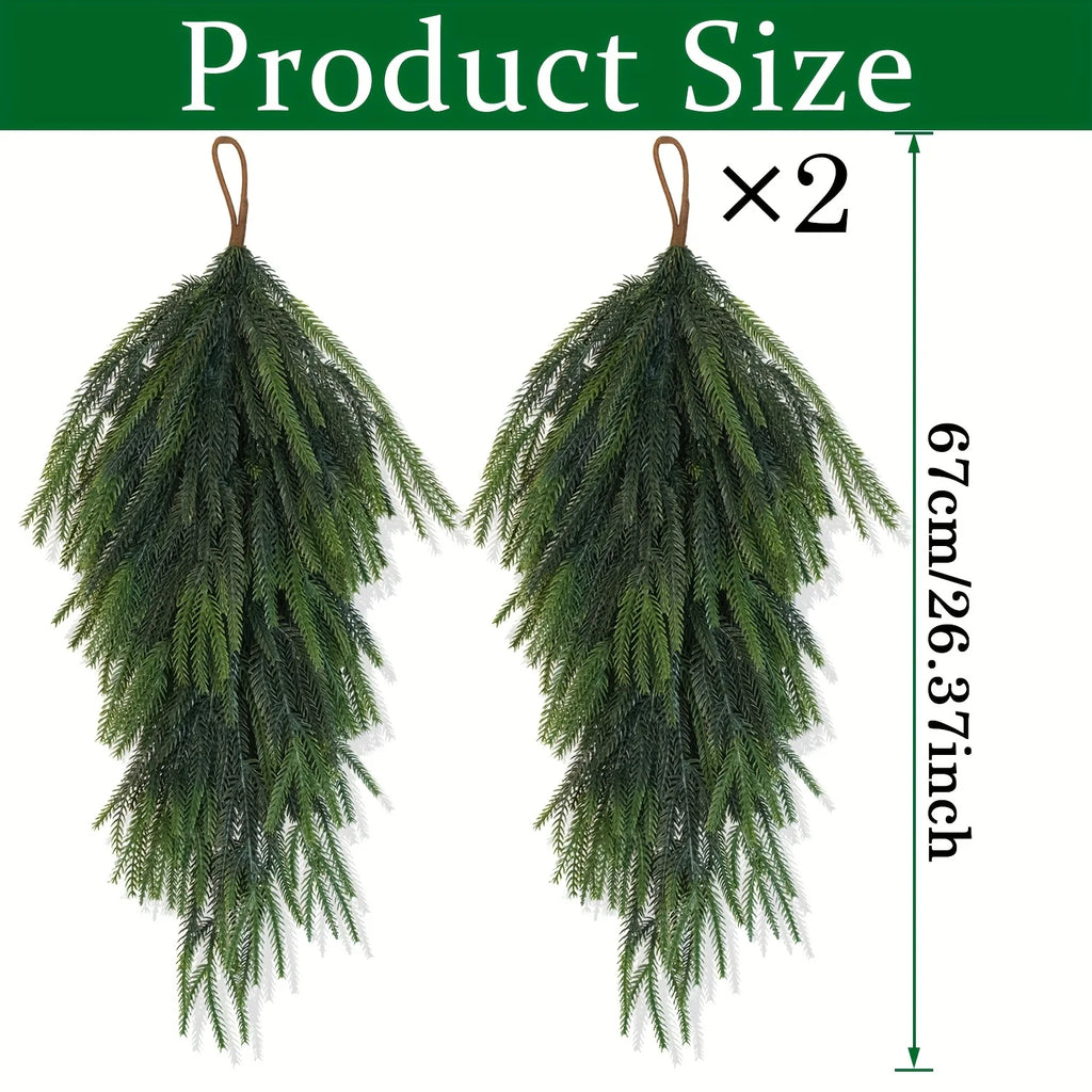 2-Pack Artificial Pine Teardrop Wreath – Outdoor Christmas Door Decor Holiday Door Wreath Axl 2pcs One size fits all