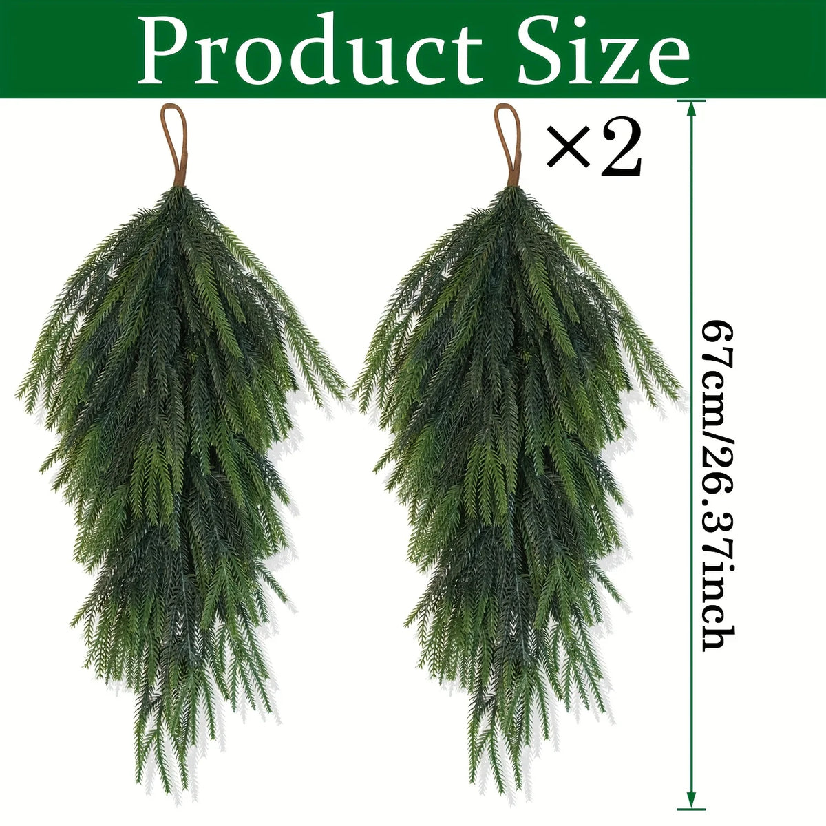 2-Pack Artificial Pine Teardrop Wreath – Outdoor Christmas Door Decor Holiday Door Wreath Axl 2pcs One size fits all