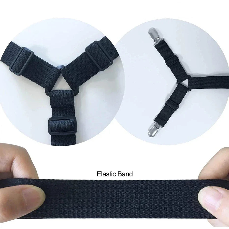 Adjustable Elastic Bed Sheet Straps & Gripper Clips | 17–110 in Bed Sheet Clips Axl