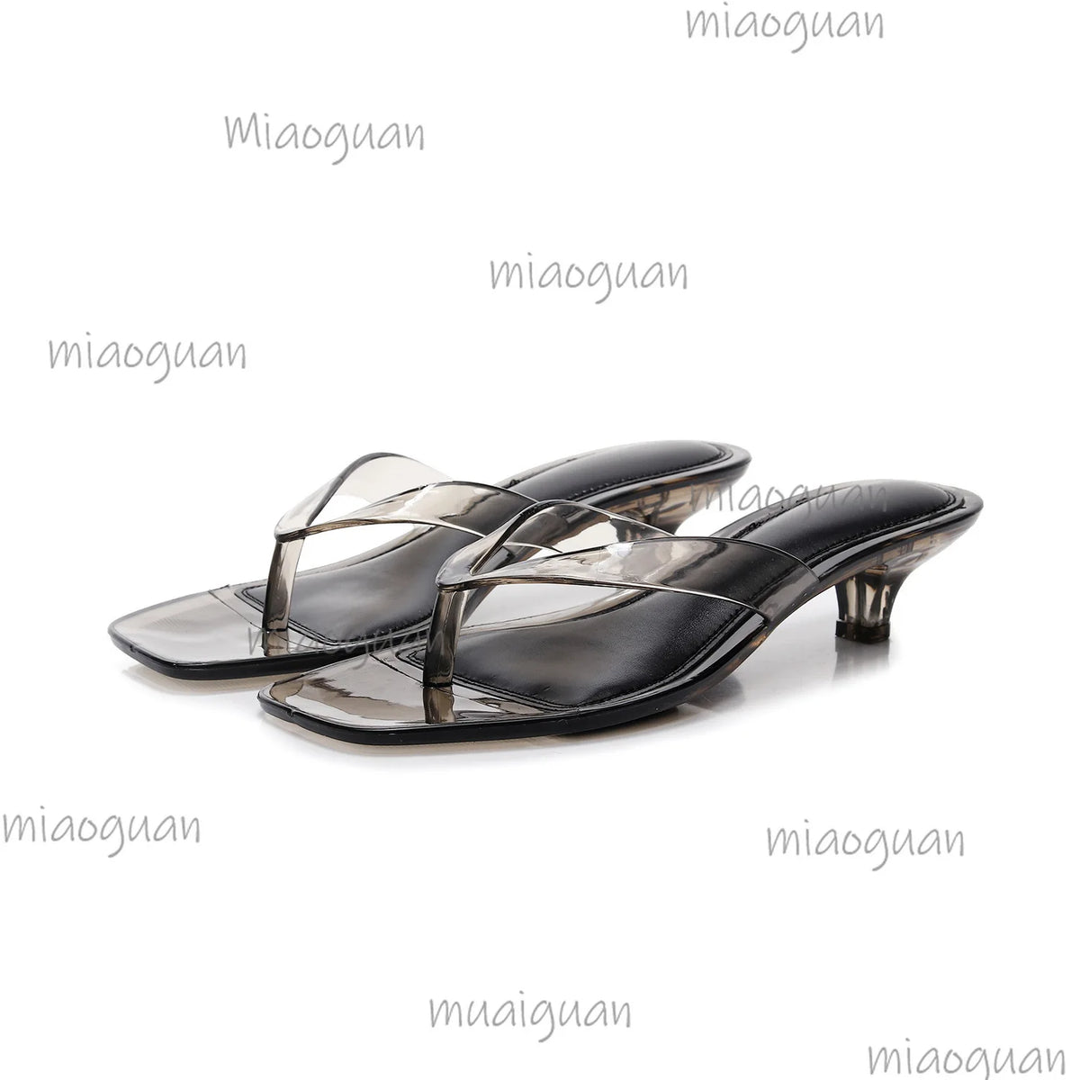 Women's Clear Jelly Slides – Square Toe Low Heel Summer Sandals Jelly Slide Sandals Axl