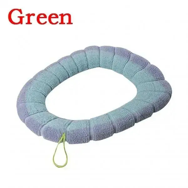 Warm Soft Thickened Toilet Seat Cover Cushion with Handle Toilet Seat Cover Axl Green