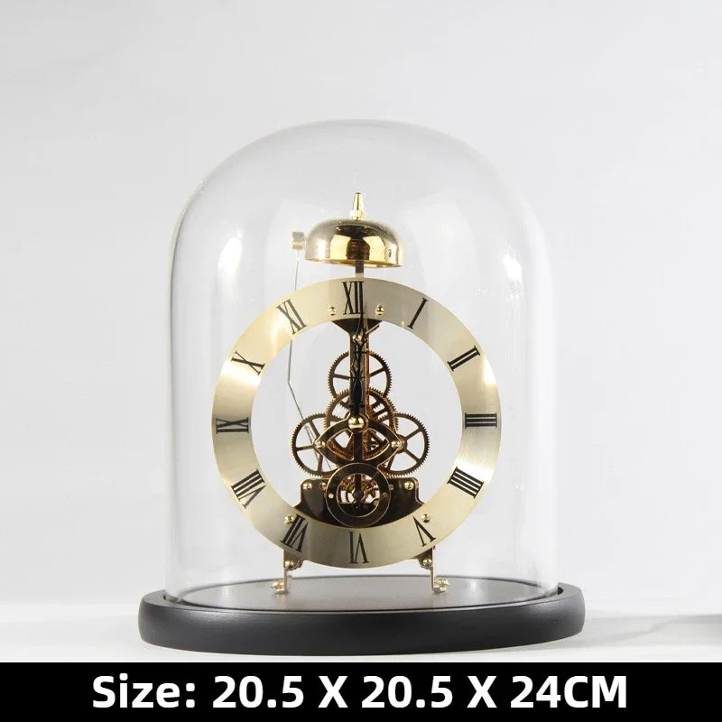 Luxury Mechanic Metal Desk Clock | Nordic Geometric Decor Decorative Desk Clock Axl Large Size-Golden