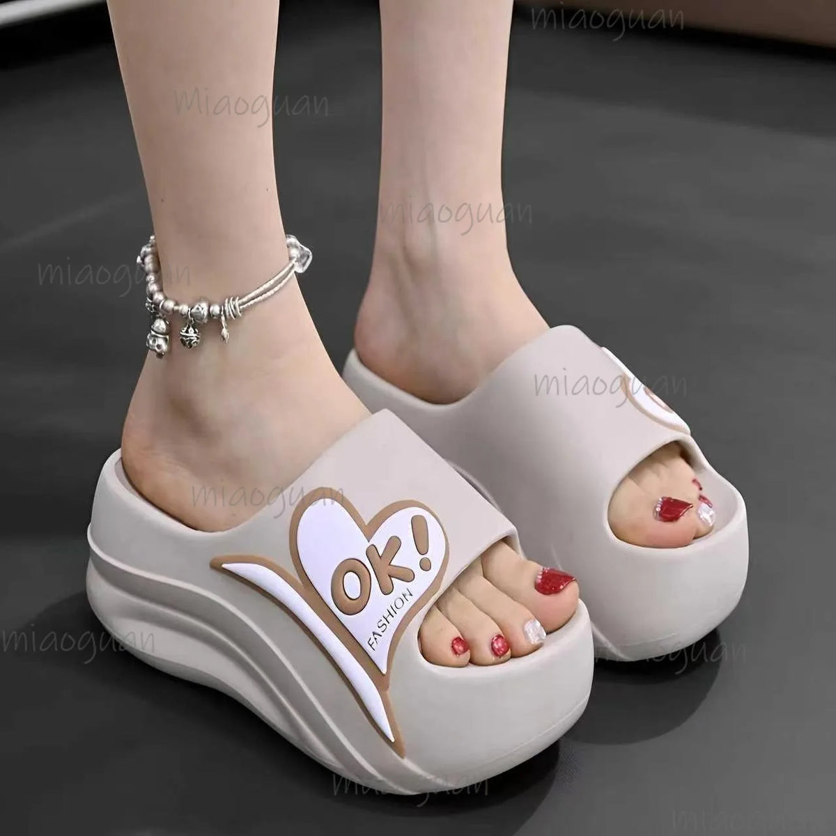Women's 6CM Wedge EVA Platform Slippers – OK Print Slides Wedge Platform Slippers Axl