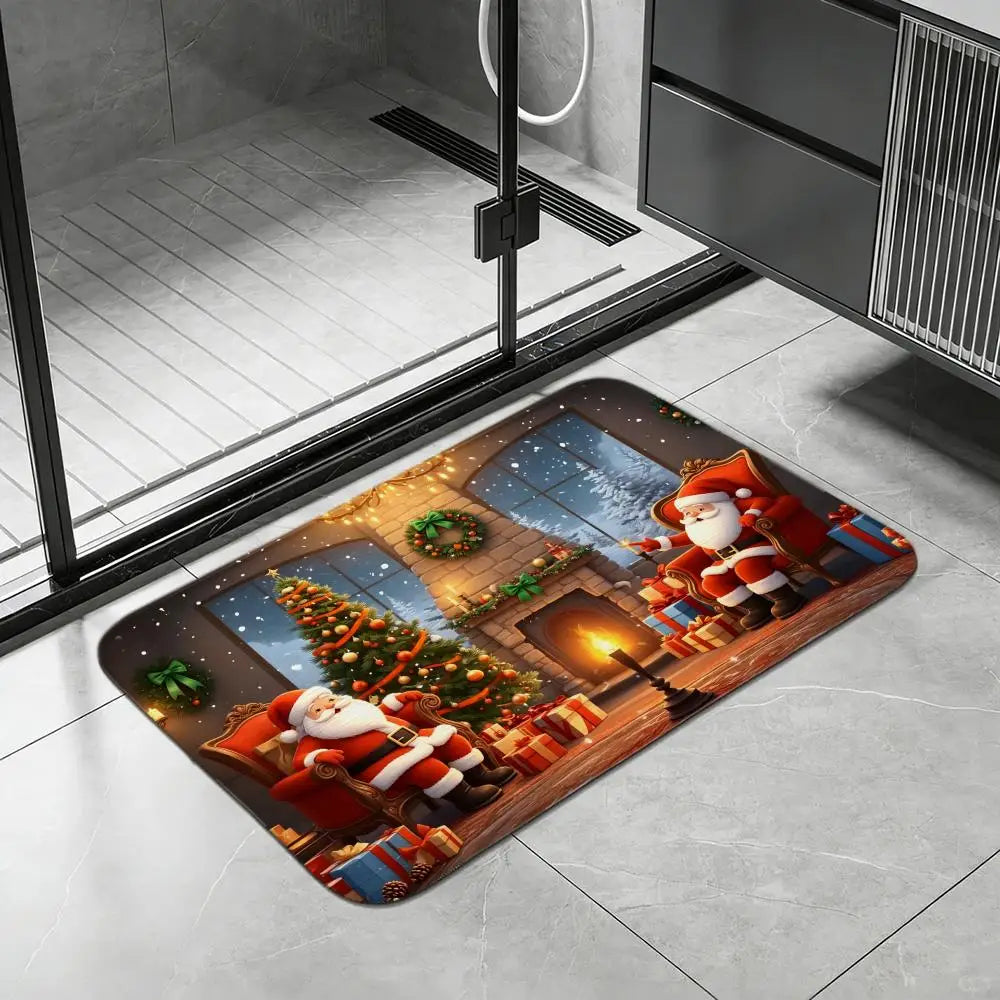 Santa Claus Diatomite Bath Mat – Quick Dry & Non-Slip Diatomite Bath Mat Axl White3 30x45cm