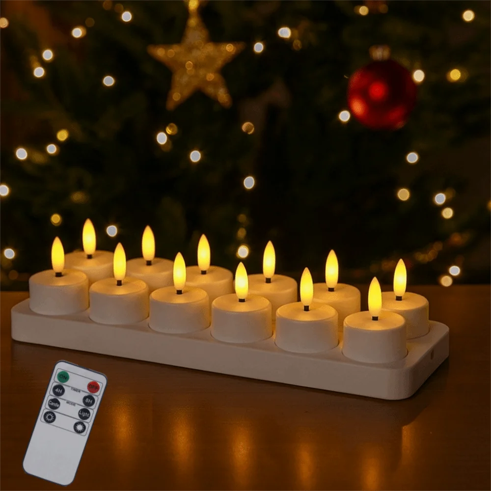 LED Rechargeable Flameless Tea Light Candles – 4/6/8 Pack LED Flameless Candles Axl