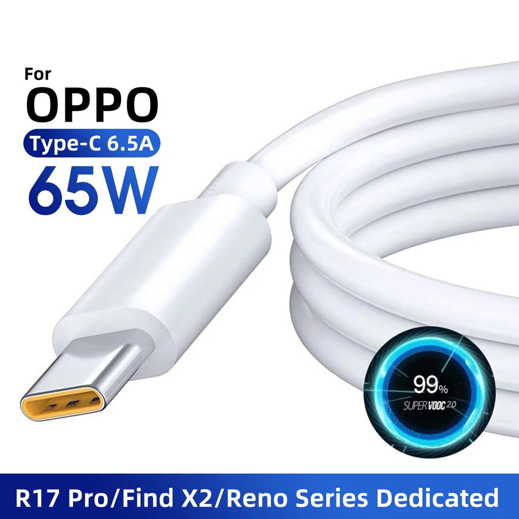 65W USB-C Fast Charging Cable 6.5A for OPPO Realme OnePlus USB-C Charging Cable Axl
