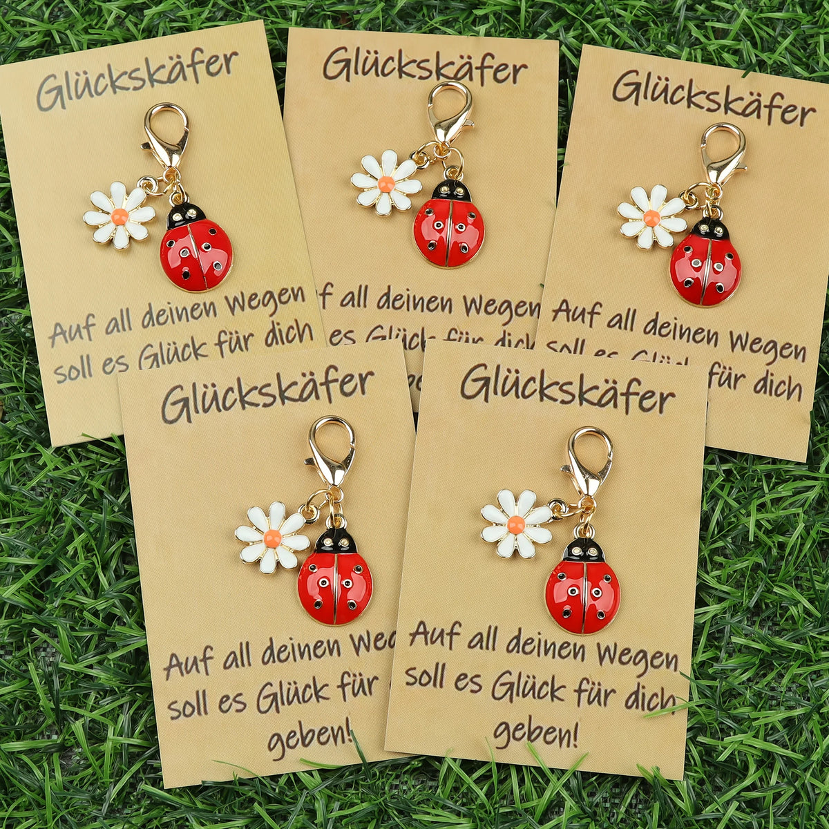 Lucky Ladybug Earrings, Keychain & German Blessing Card Gift Set Jewelry Gift Set Axl
