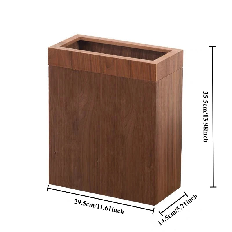 Nordic Wooden Trash Can – Minimalist 12L Wastebasket Wooden Waste Bin Axl Peach Colored Long