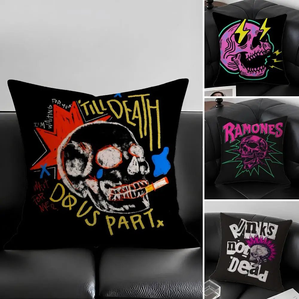 Skull Print Linen Cushion Cover – Sofa, Bed & Chair Decor Linen Cushion Cover Axl