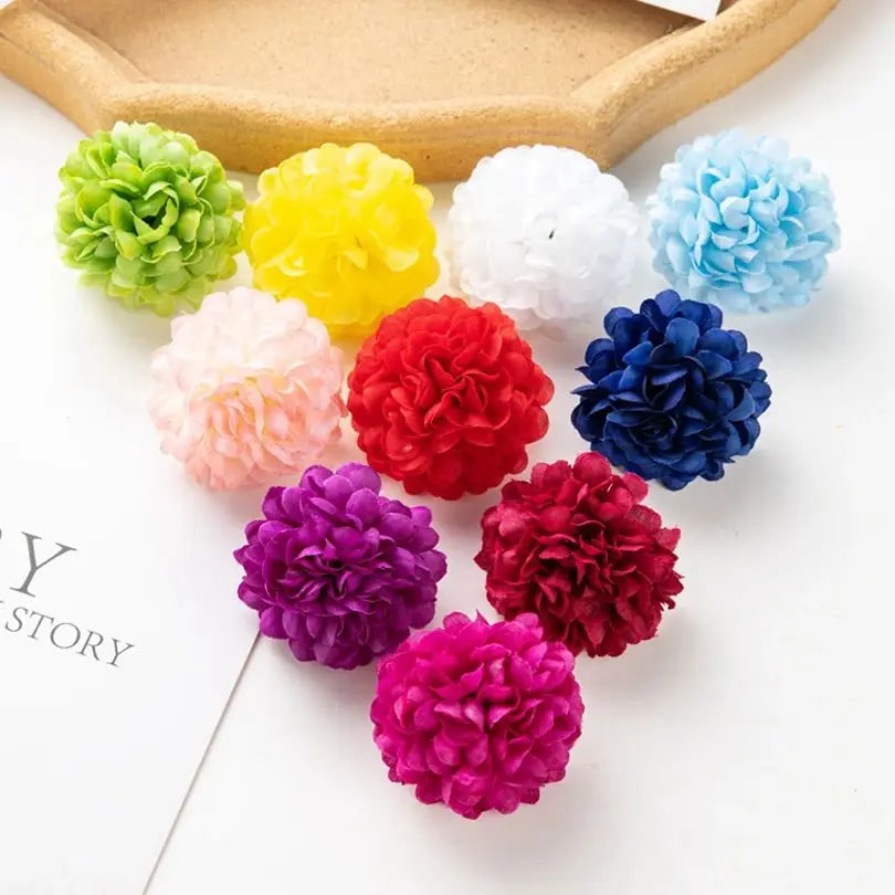 Silk Artificial Hydrangea Flower Heads – 10 or 100 Pcs DIY Decor Artificial Flower Heads Axl MULTI 100pieces