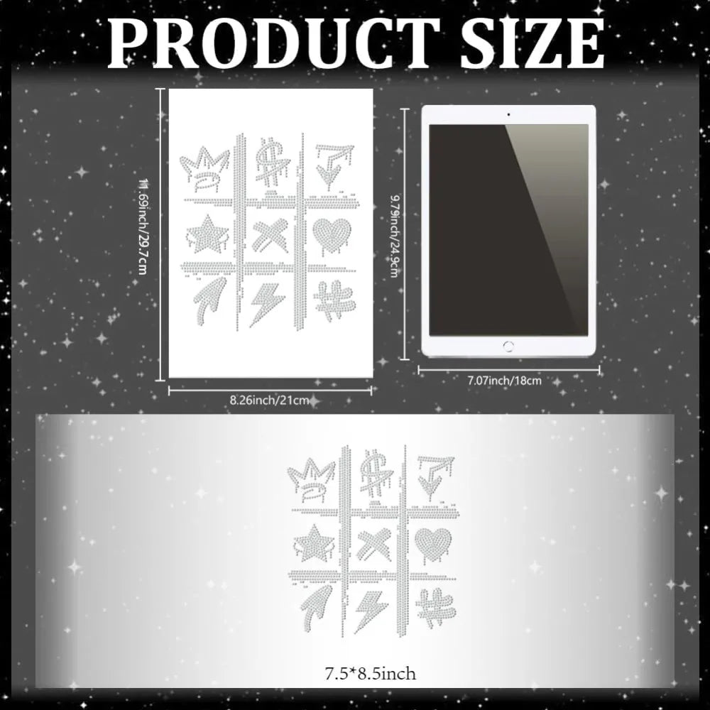 Glass Hotfix Rhinestone Iron-On Applique Sheet | Mixed Shapes Iron-On Rhinestone Applique Axl