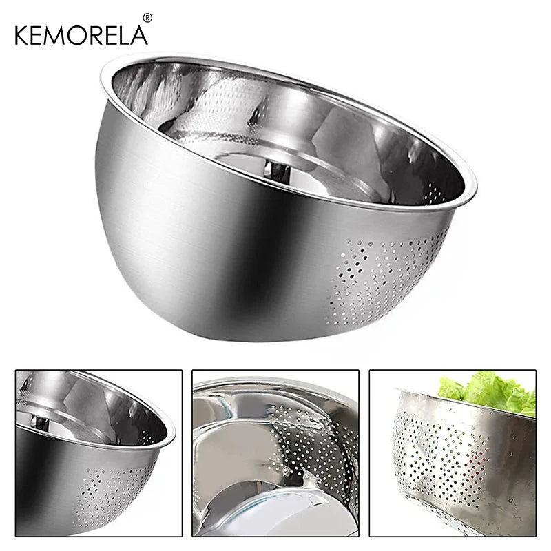 Stainless Steel Rice Washing Bowl & Colander Basket | KEMORELA Kitchen Colander Basket Axl