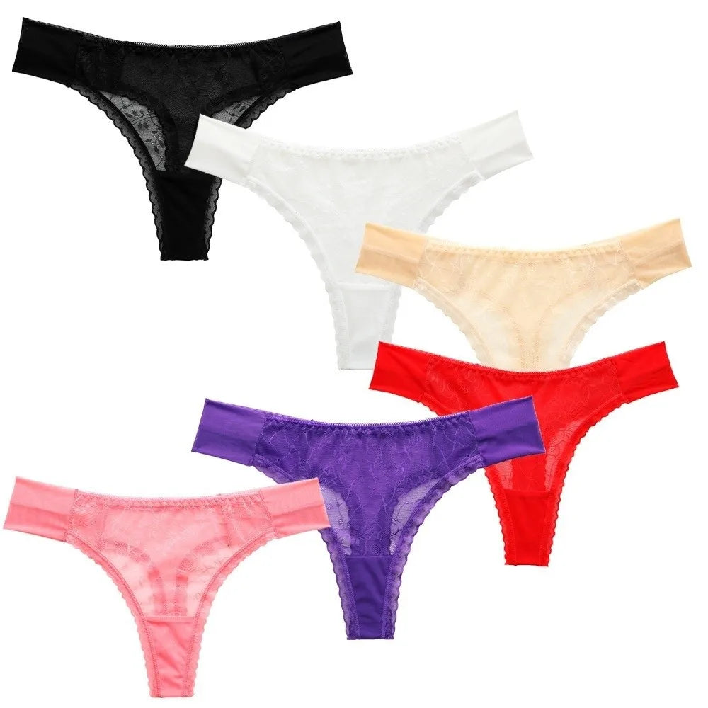 Women's Low Rise Lace Mesh Thong G-String Panties | S-L Lace Thong Panties Axl