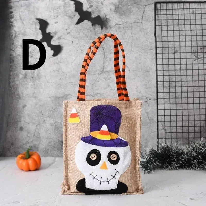 Halloween Linen Tote Bag – Kids Trick or Treat Gift Bag Halloween Tote Bag Axl 16x20cm D