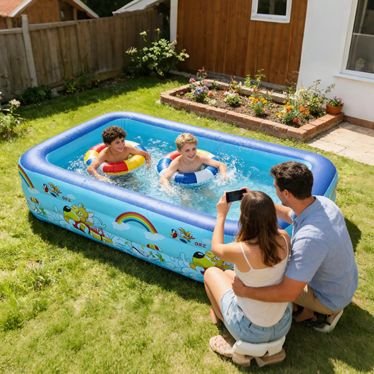 Inflatable Family Swimming Pool – Kids & Adults Outdoor Fun Inflatable Swimming Pool Axl