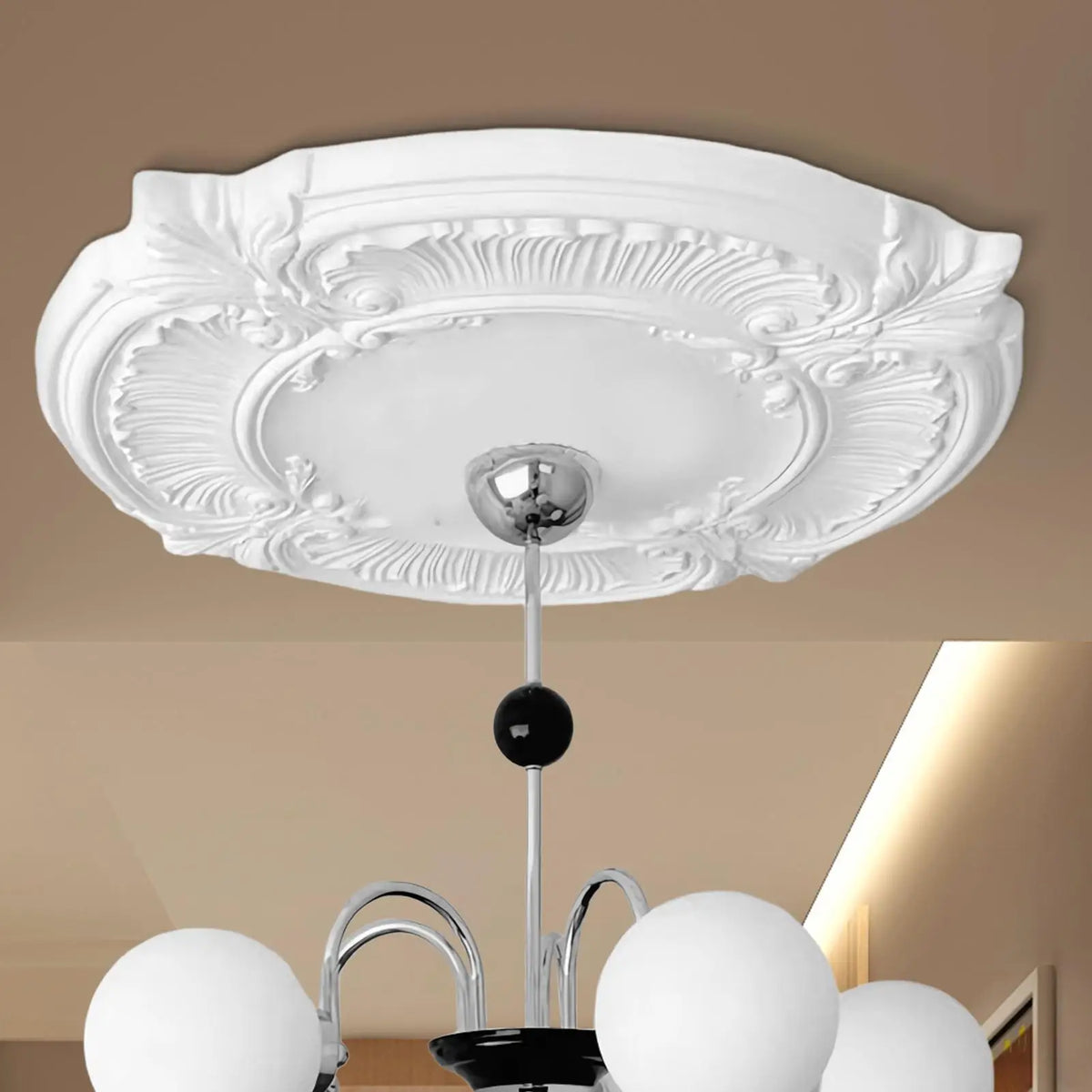 Split Ceiling Medallion – 12" PU Lamp Shade Trim Cover Ring Ceiling Medallion Axl