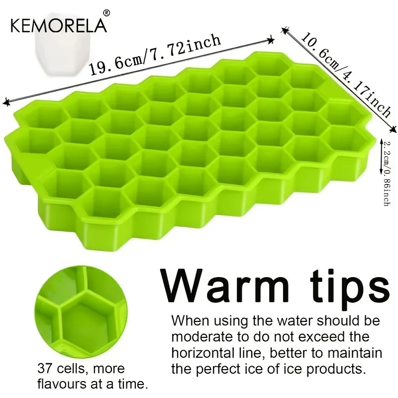 KEMORELA 37-Cell Silicone Honeycomb Ice Tray – Stackable Mold Silicone Ice Tray Axl
