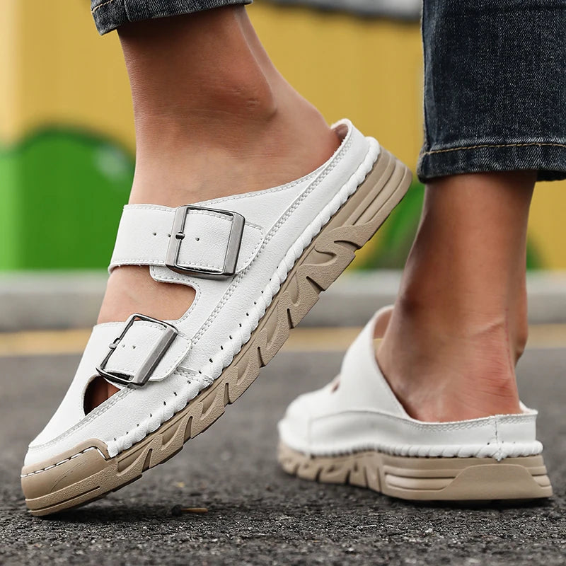 Women's Non-Slip Slip-On Casual Sandal Slippers | Indoor & Outdoor Slip-On Sandal Slippers Axl WHITE 38