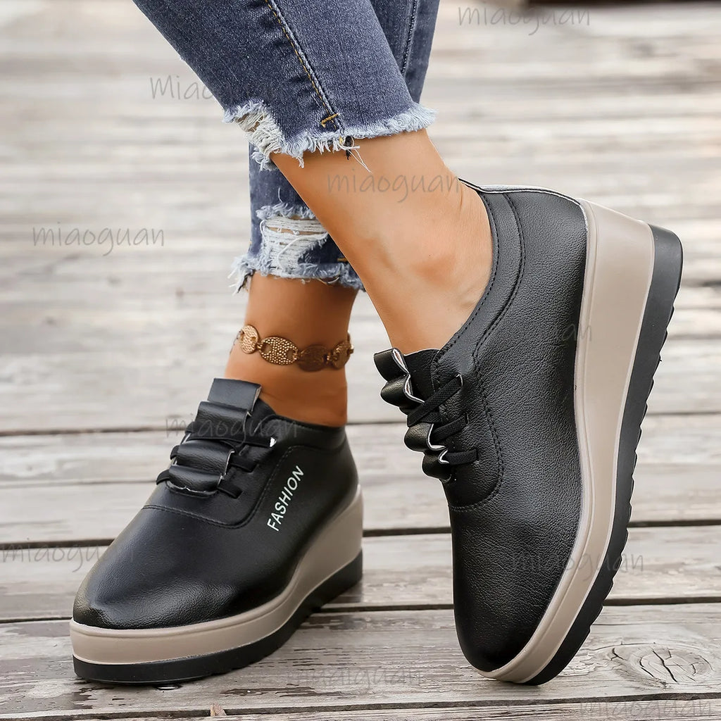 Women's Wedge Platform Sneakers – Height Increasing Lace-Up Wedge Sneakers Axl